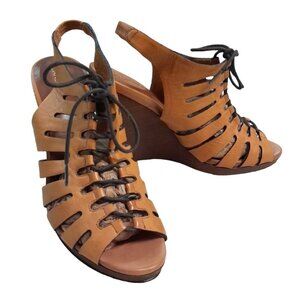 Cole Haan Air Haven Gladiator Sandal Leather Wedge Heel Size 7.5B